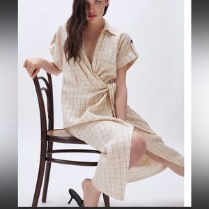 New Zara Knotted Checkered Dress Size Medium